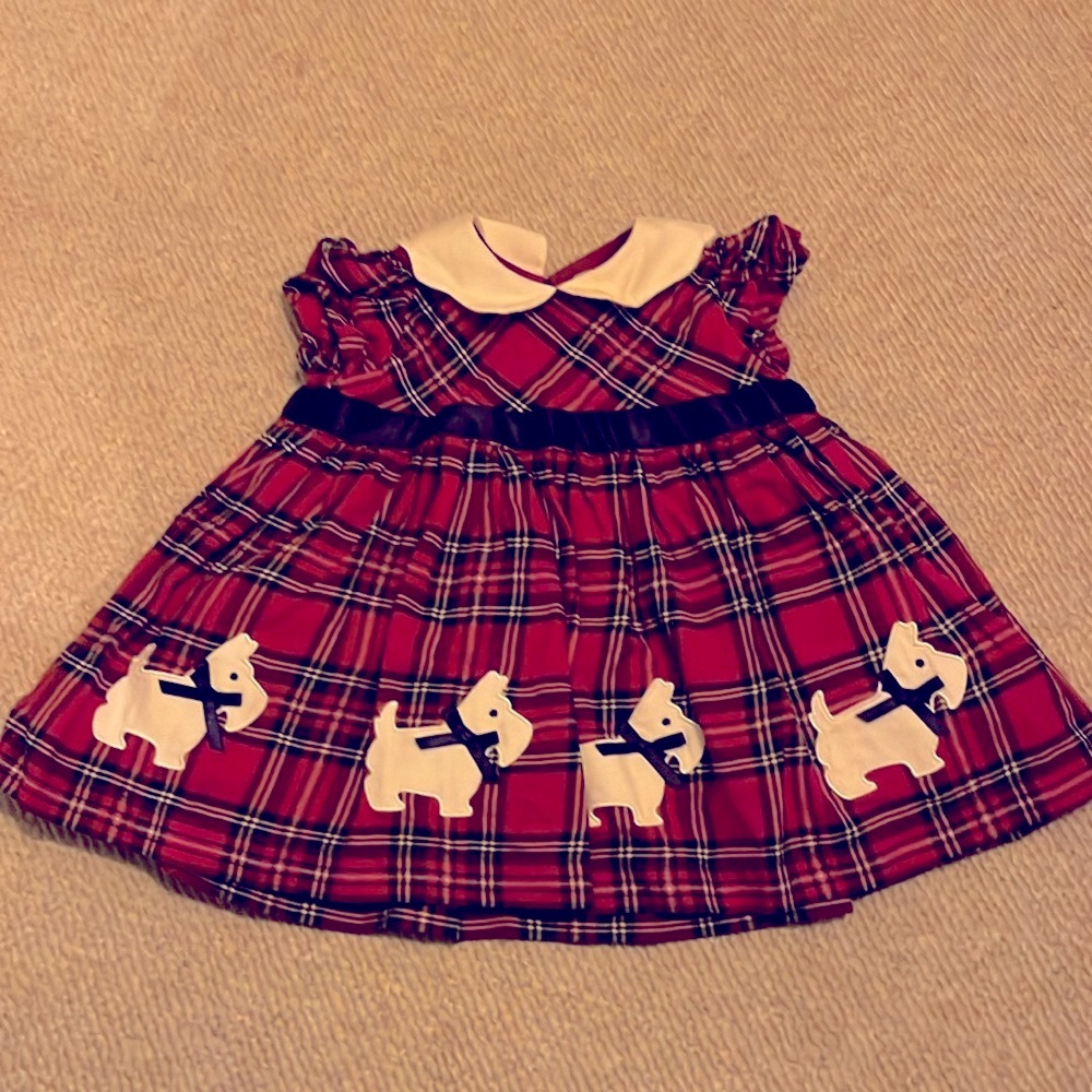 Trotter’s of London Confiture Tartan Scottie Holiday Dress - Size 3-6 months